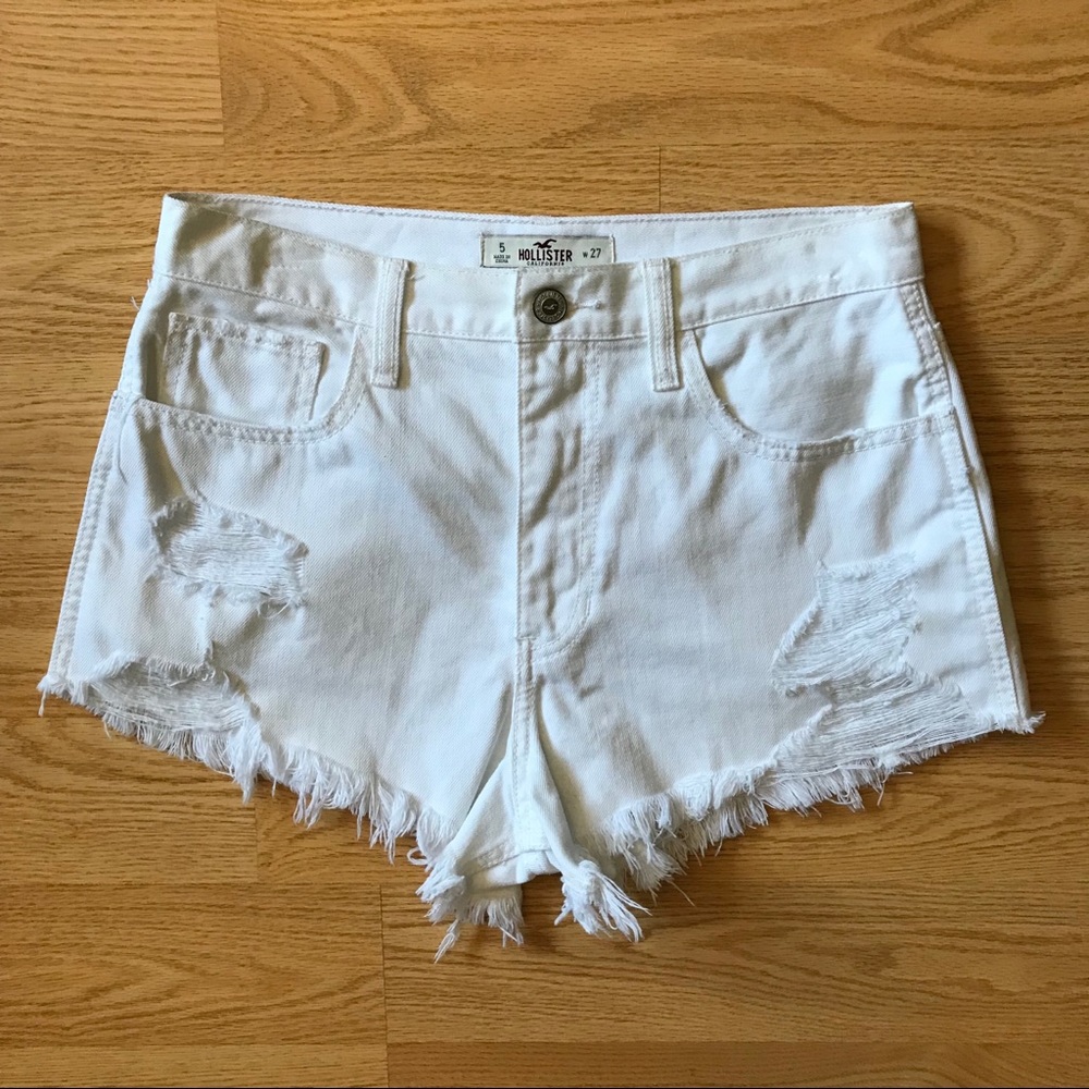 Hollister High Waisted Shorts White Size 5, 27w
